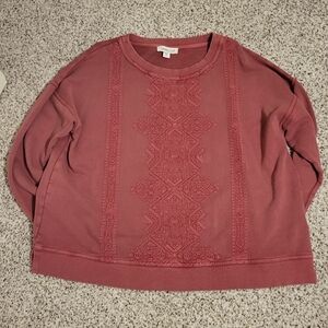 Coldwater Creek Dusty Rose Embroidered Top
